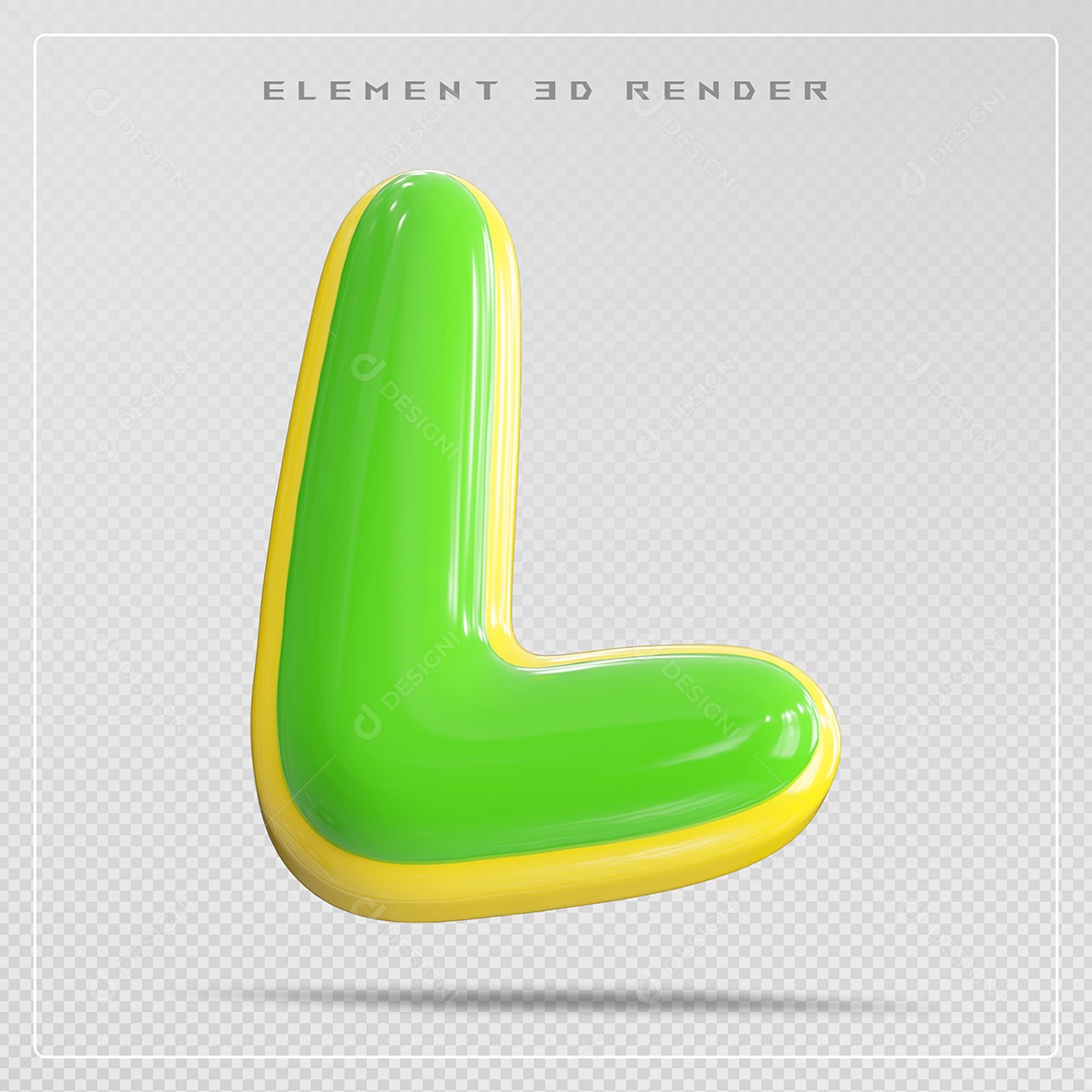 Elemento 3D Letra L Verde Para Composição PSD