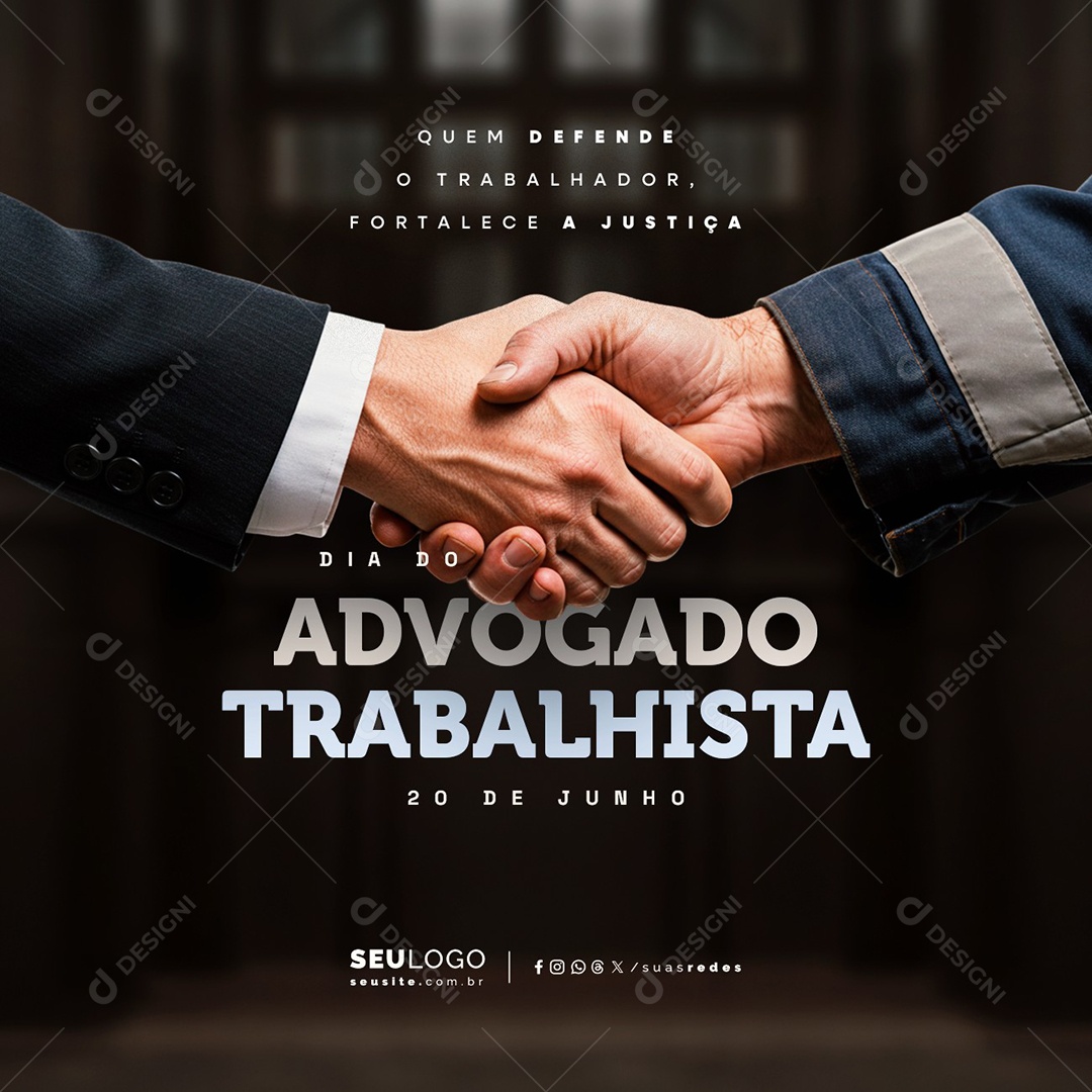 Dia Do Advogado Trabalhista 20 de Junho Social Media PSD Editável