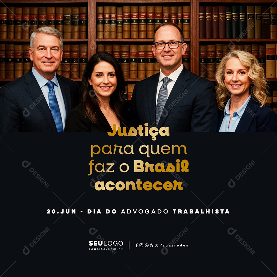 Dia Do Advogado Trabalhista 20 de Junho Social Media PSD Editável