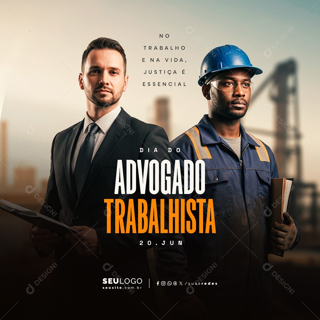Dia Do Advogado Trabalhista 20 de Junho Social Media PSD Editável