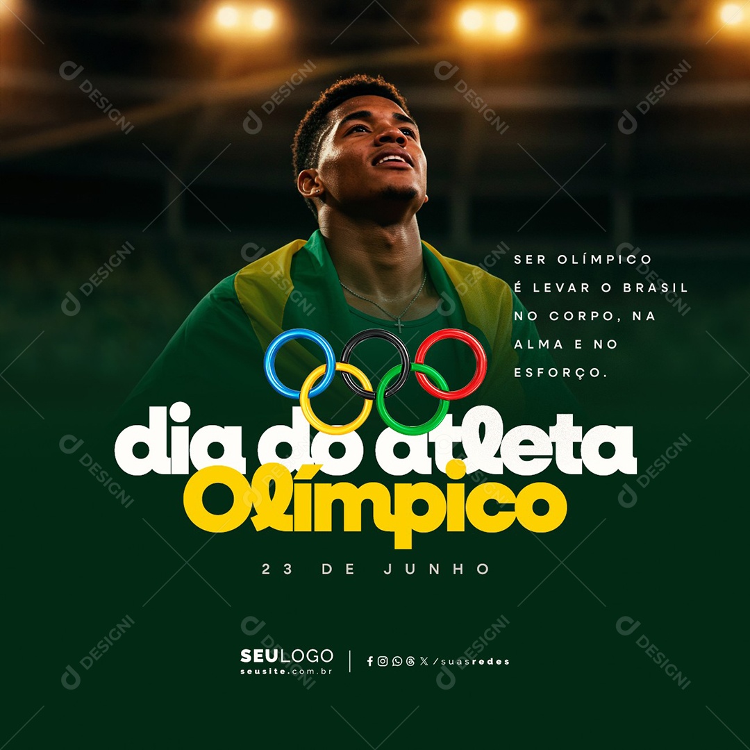Dia Do Atleta Olímpico 23 de Junho Social Media PSD Editável