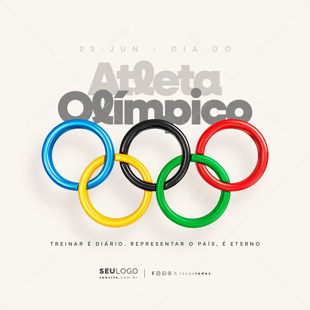 Dia Do Atleta Olímpico 23 de Junho Social Media PSD Editável