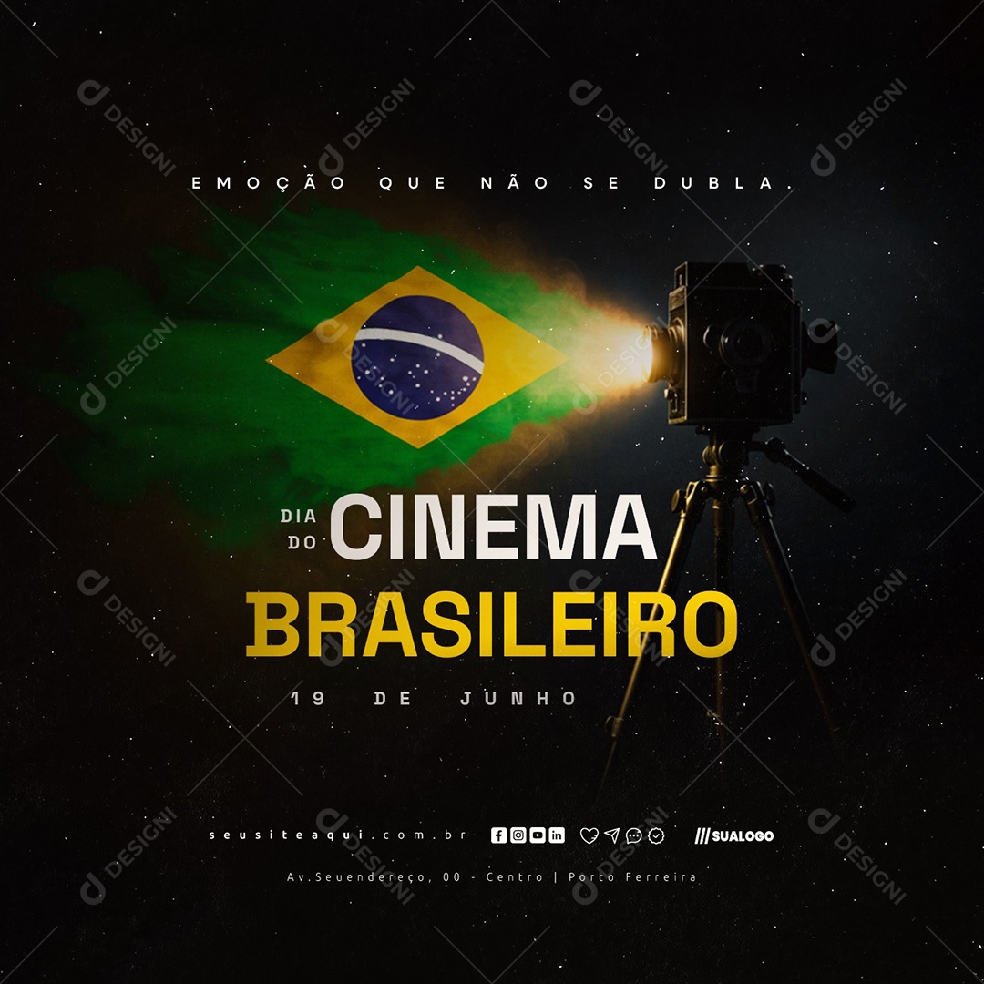 Dia Do Cinema Brasileiro 19 de Junho Social Media PSD Editável