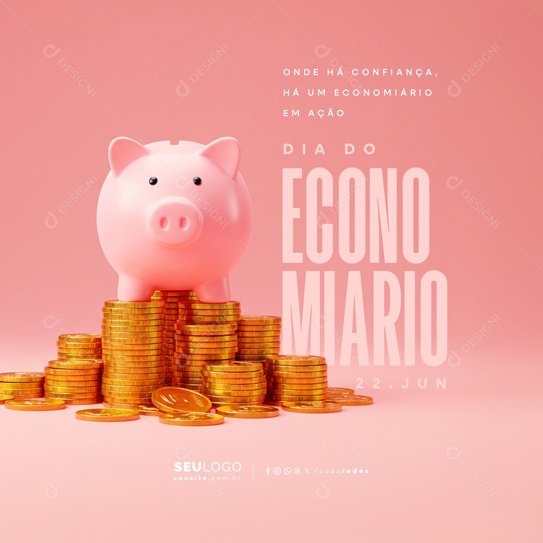 Dia Do Economiário 22 de Junho Social Media PSD Editável