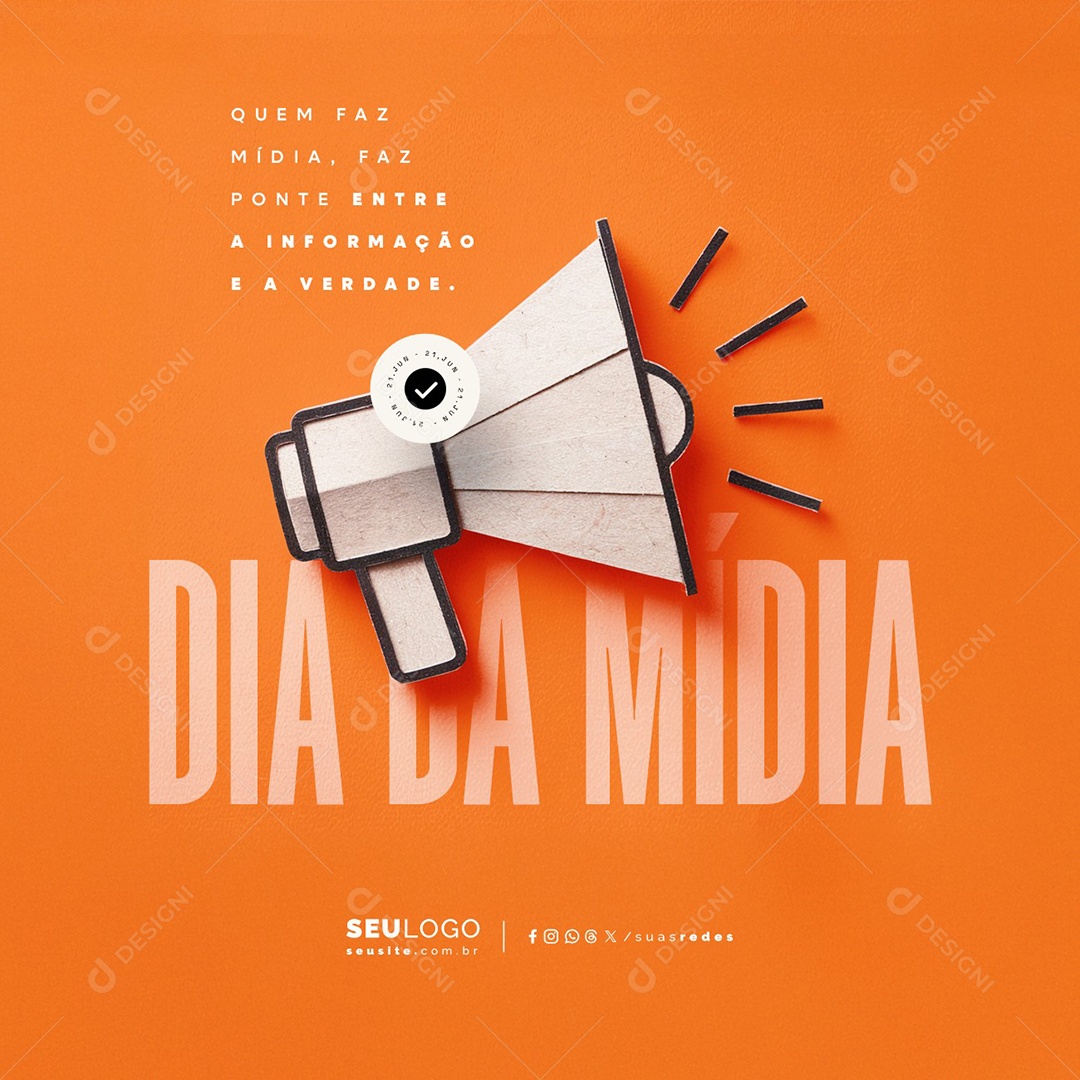 Dia Do Profissional De Mídia 21 De Junho Social Media PSD Editável