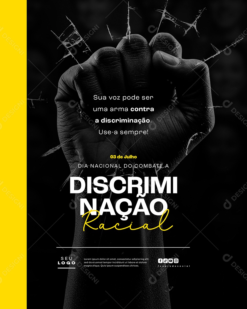 Dia da Descriminação Racial 03 de Julho Social Media PSD Editável