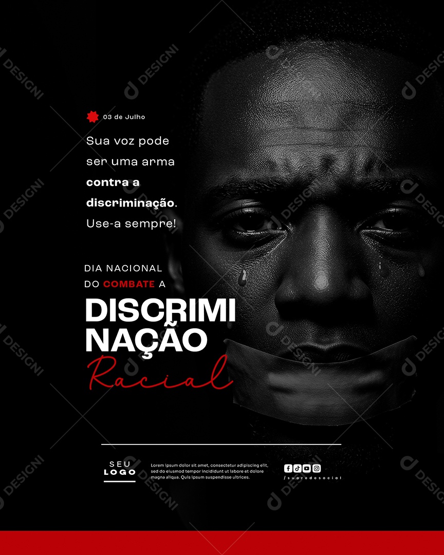 Dia da Descriminação Racial 03 de Julho Social Media PSD Editável