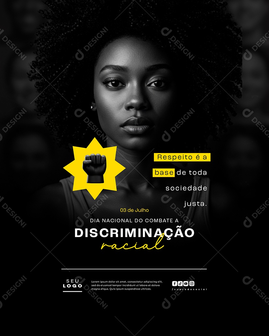 Dia da Descriminação Racial 03 de Julho Social Media PSD Editável
