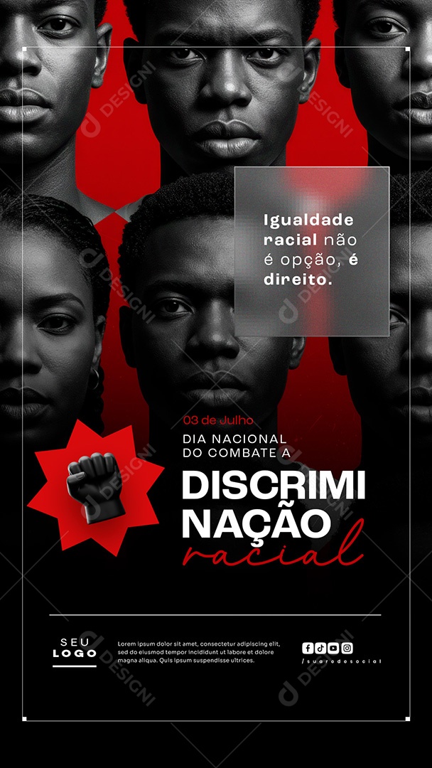 Story Dia da Descriminação Racial 03 de Julho Social Media PSD Editável