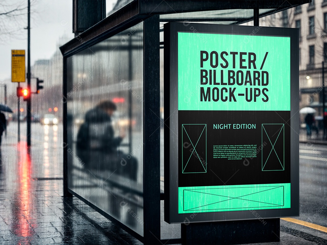 Outdoor Ponto de Ônibus Mockup PSD Editável