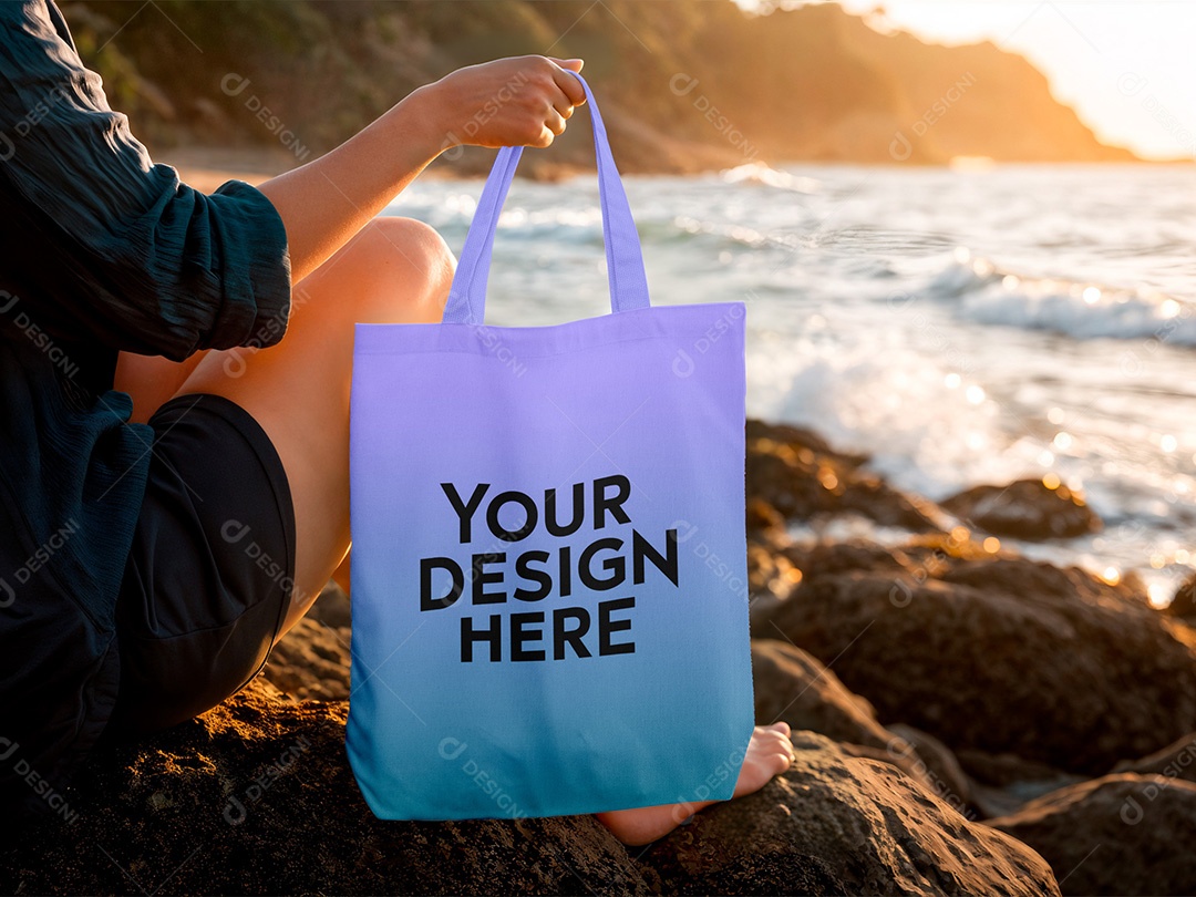 Bolsa em Rocha Mockup PSD Editável