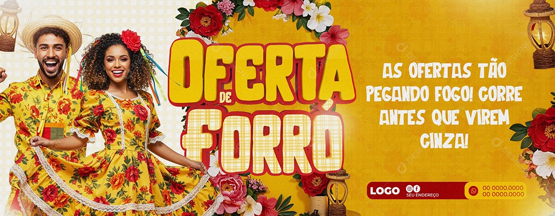 Banner Oferta de Forró Supermercado Social Media PSD Editável
