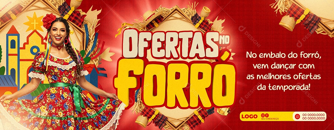 Banner Ofertas de Forró Supermercado Social Media PSD Editável