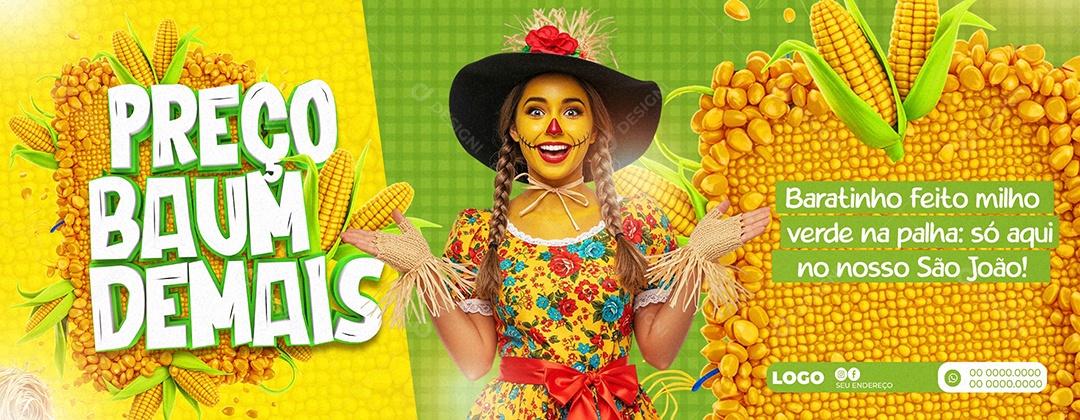 Banner Preço Baum Demais Supermercado Social Media PSD Editável