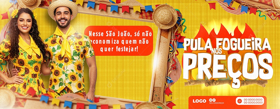 Banner Pula Fogueira de Preços Supermercado Social Media PSD Editável