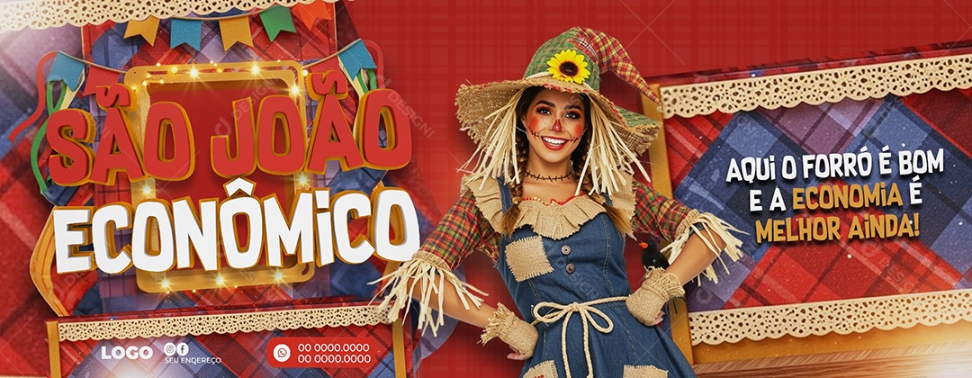 Banner São João Econômico Supermercado Social Media PSD Editável