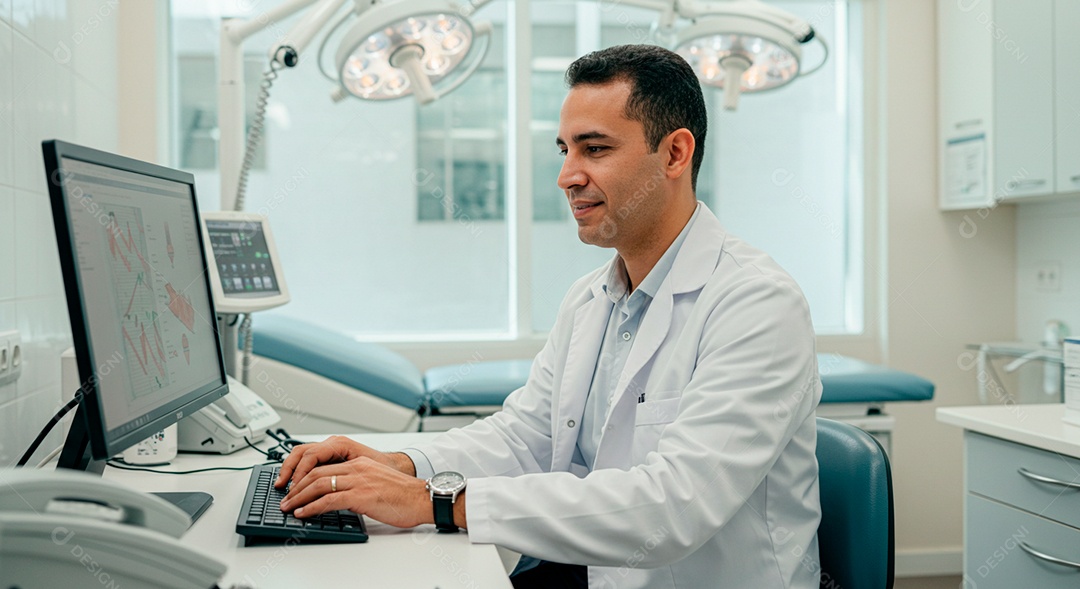 Médico concentrado fazendo exame de ultrassom