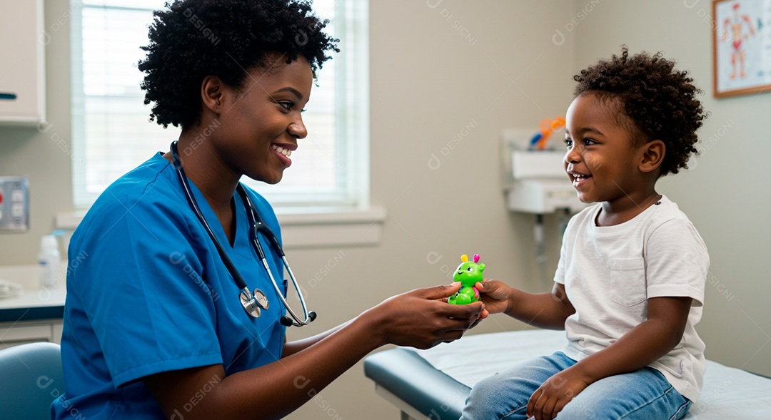 Médica pediatra atendendo um lindo bebê