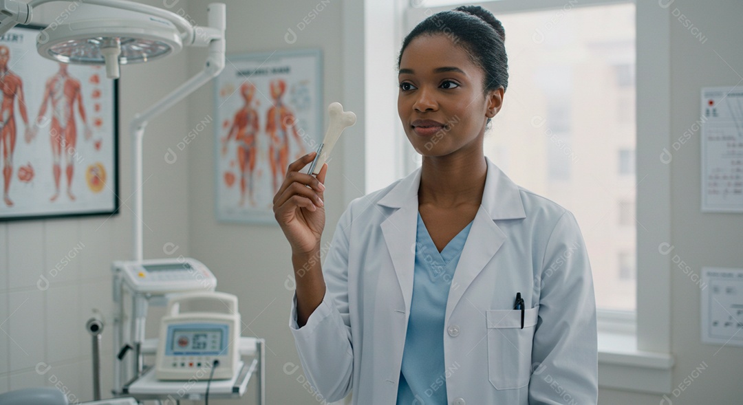 Médica linda segurando insstrumento de amostra