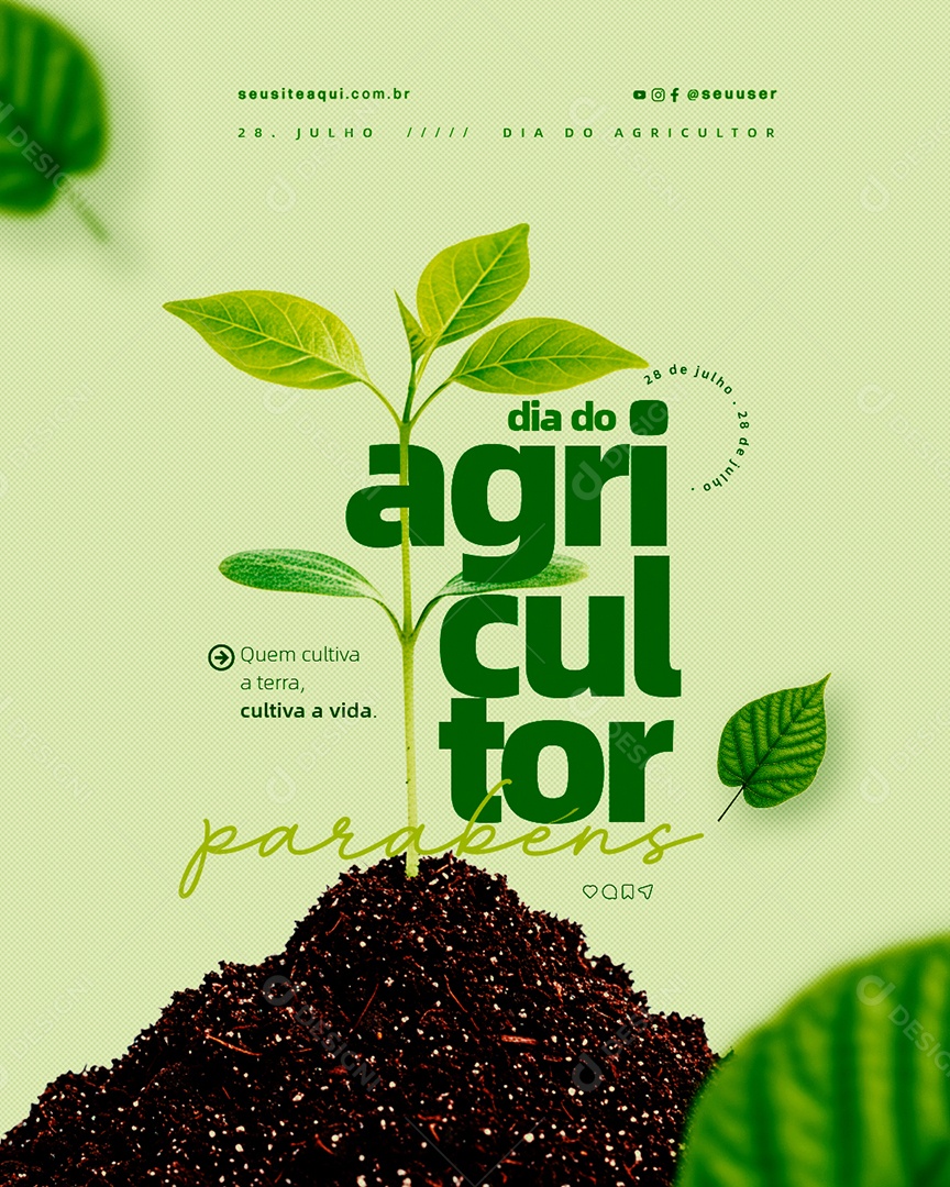 Dia do Agricultor 28 de Julho Social Media PSD Editável