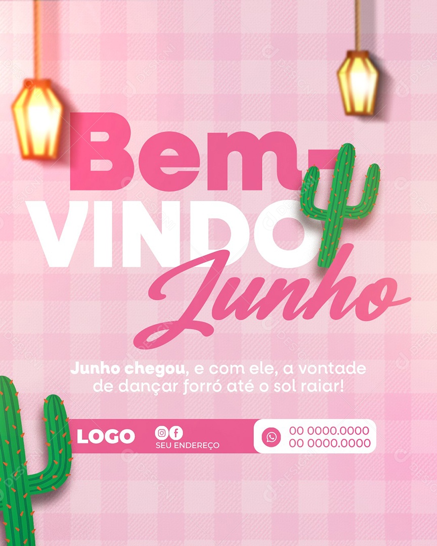 Feed Bem-Vindo Junho Rosa Social Media PSD Editável