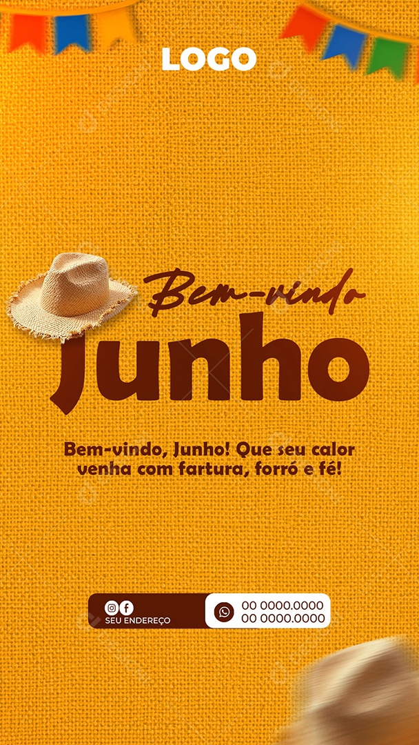 Story Bem-Vindo Junho Amarelo Social Media PSD Editável