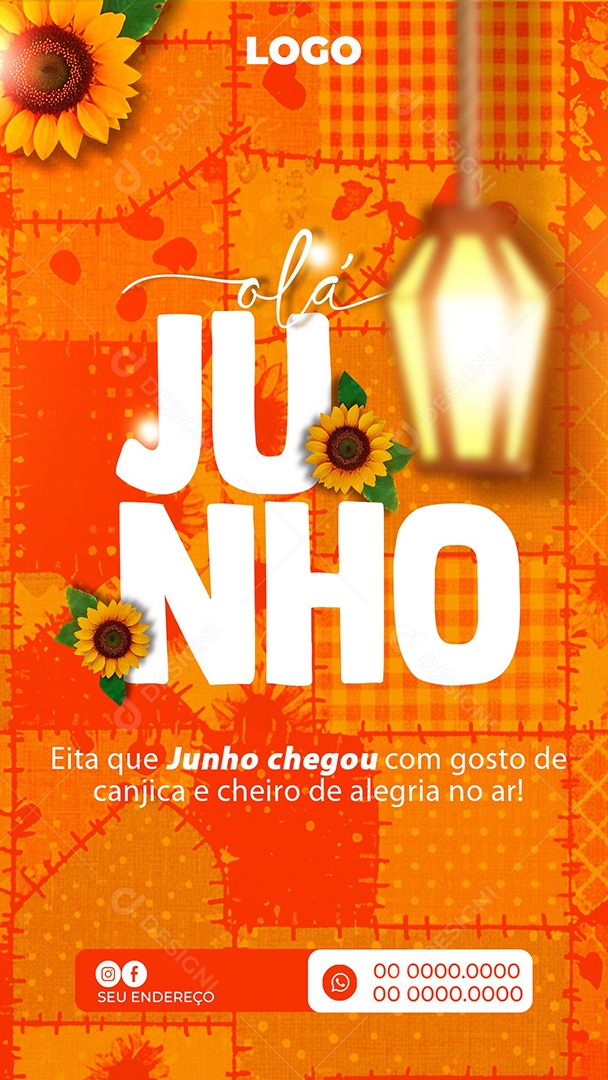 Story Bem-Vindo Junho Laranja Social Media PSD Editável