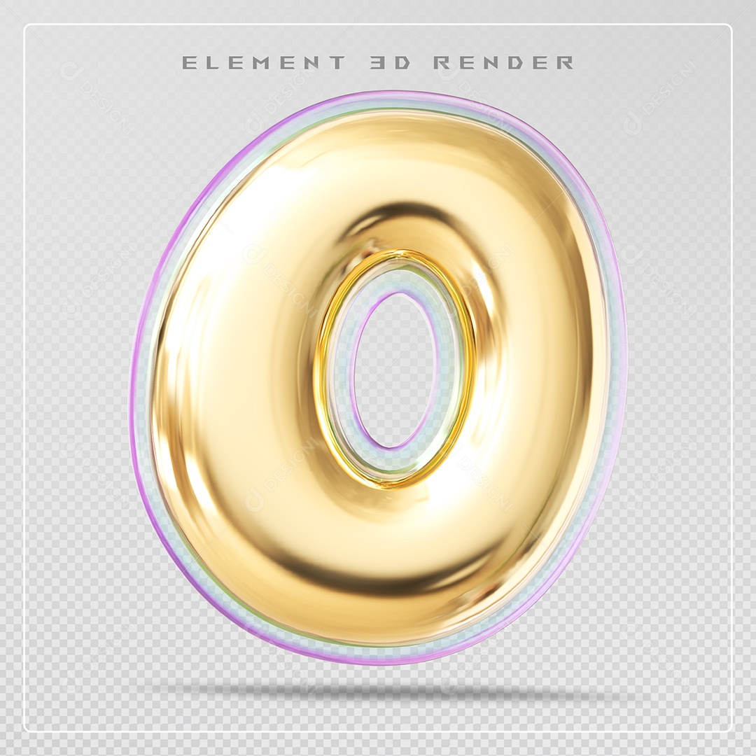Elemento 3D Letra O Dourado Para Composição PSD