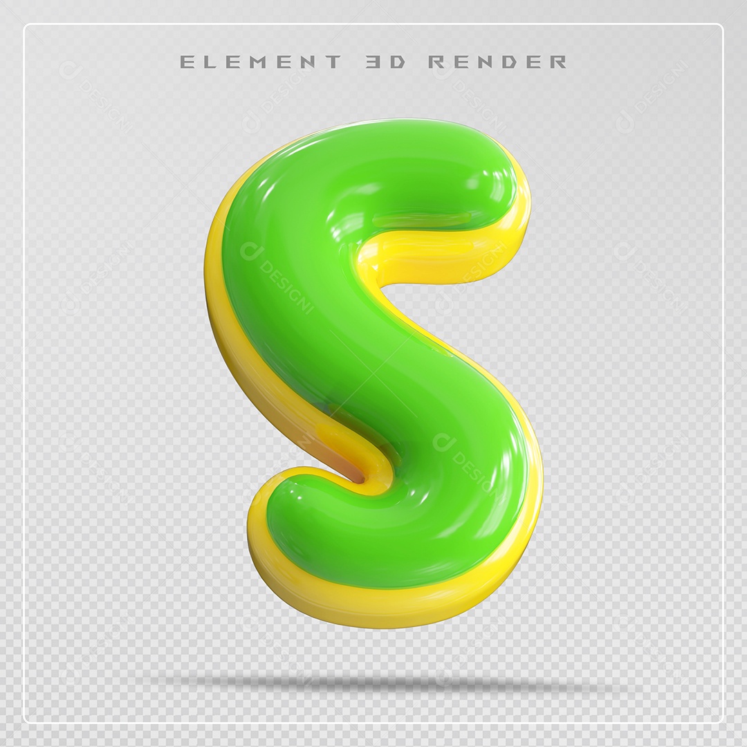 Elemento 3D Letra S Verde Para Composição PSD