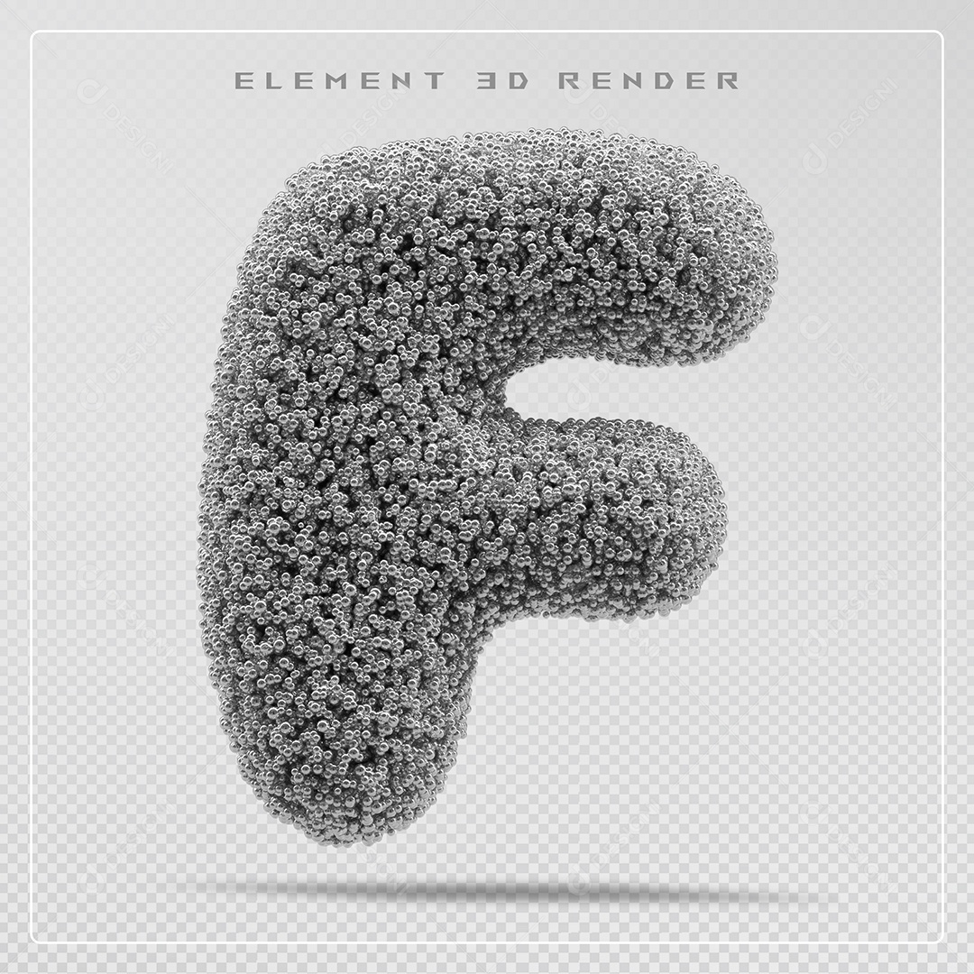 Elemento 3D Letra F Cinza Para Composição PSD