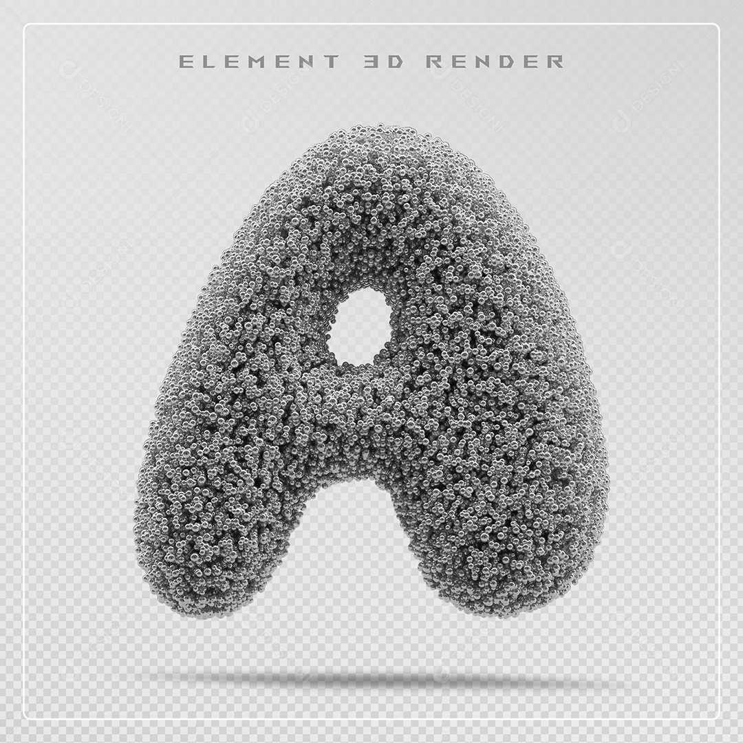 Elemento 3D Letra A Cinza Para Composição PSD
