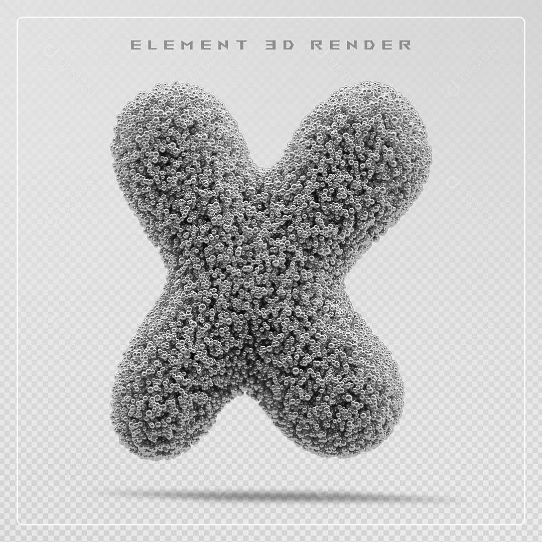 Elemento 3D Letra X Cinza Para Composição PSD