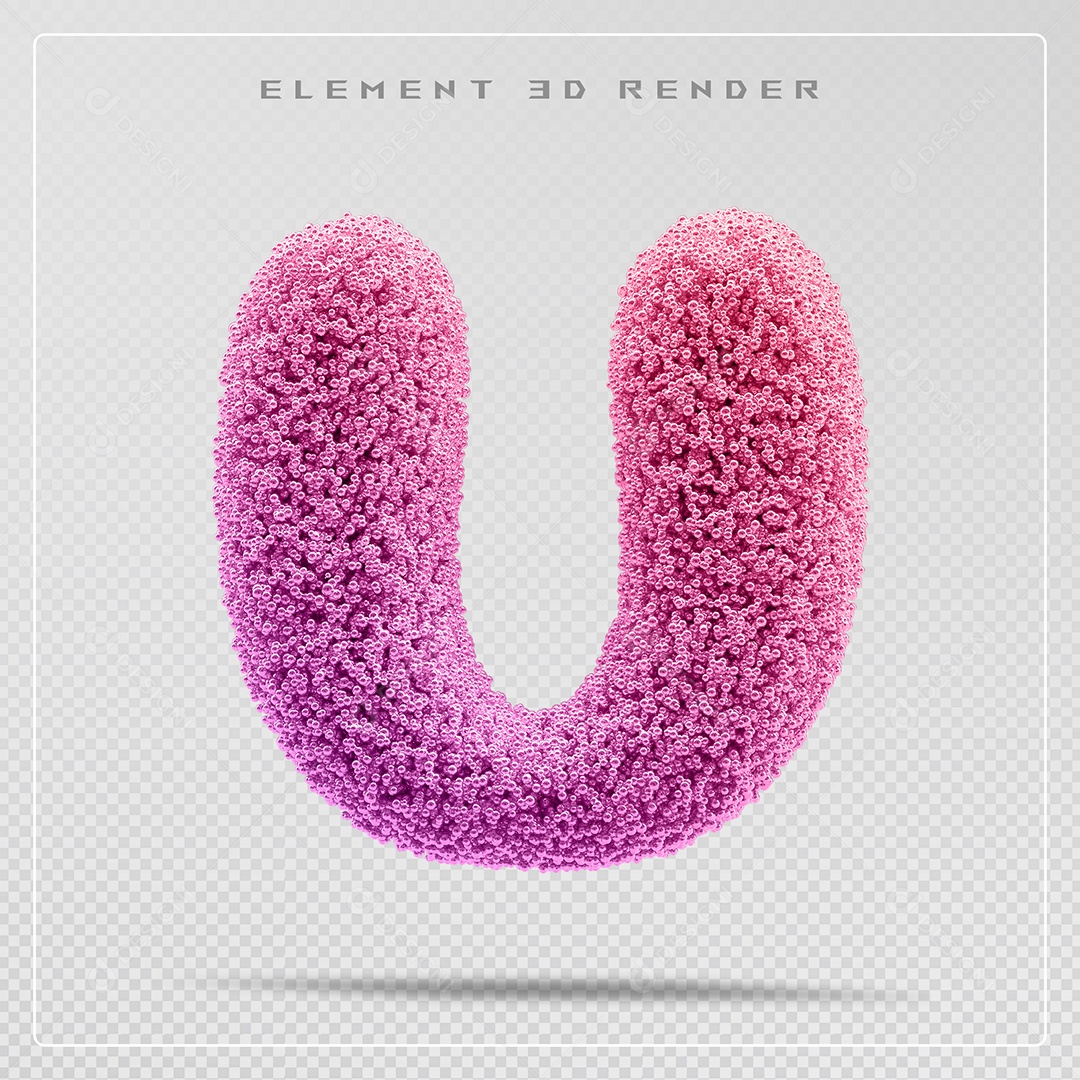Elemento 3D Letra U Rosa Para Composição PSD