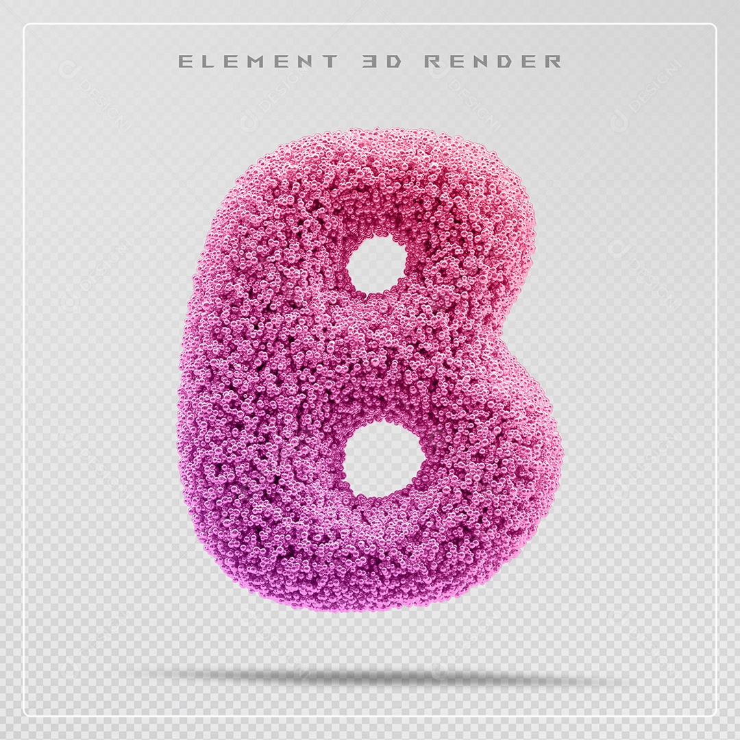 Elemento 3D Letra B Rosa Para Composição PSD
