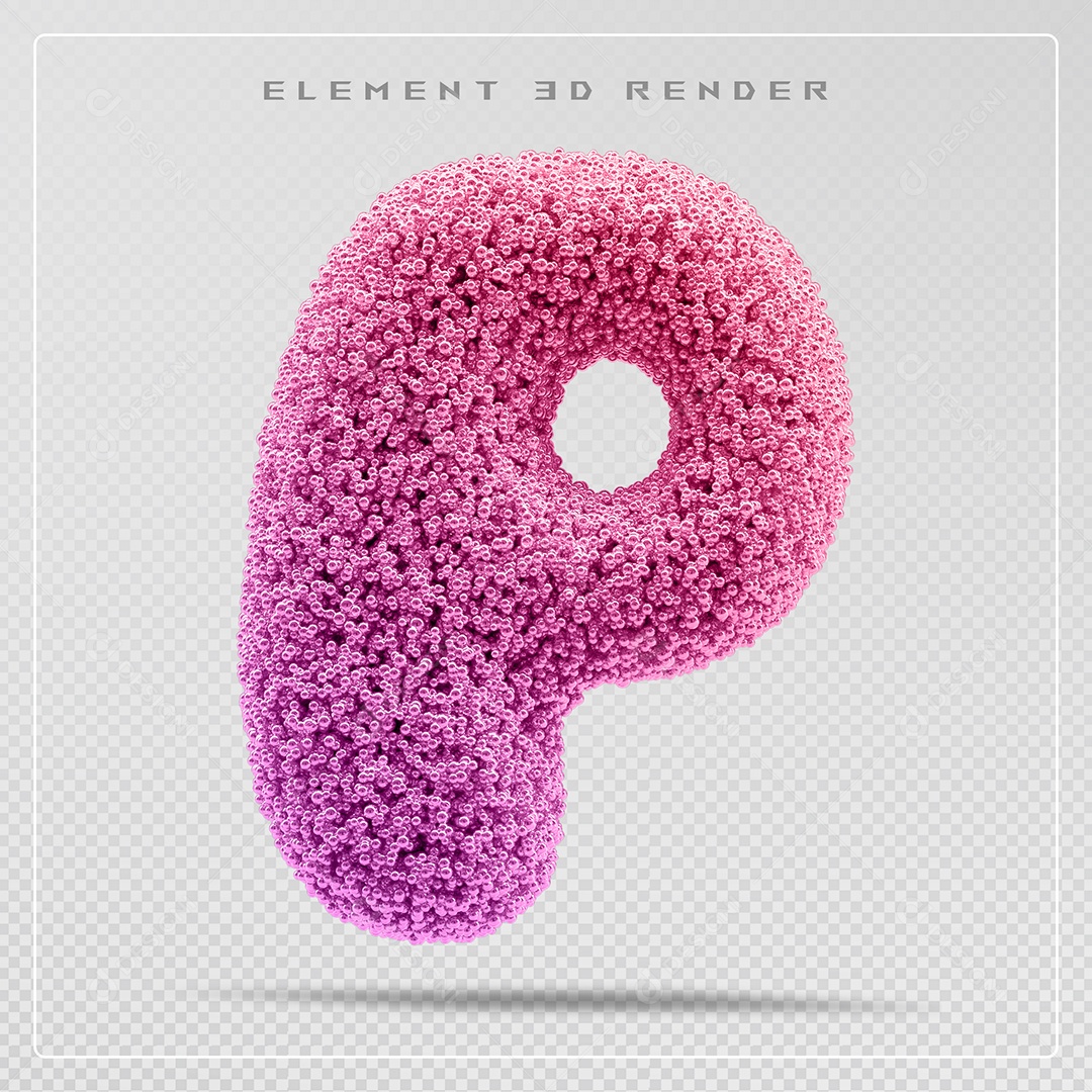 Elemento 3D Letra P Rosa Para Composição PSD