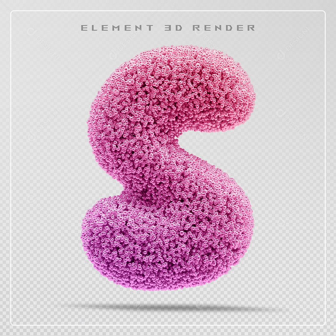 Elemento 3D Letra S Rosa Para Composição PSD