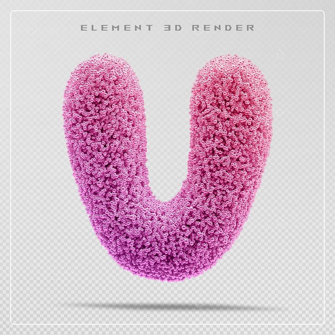 Elemento 3D Letra V Rosa Para Composição PSD