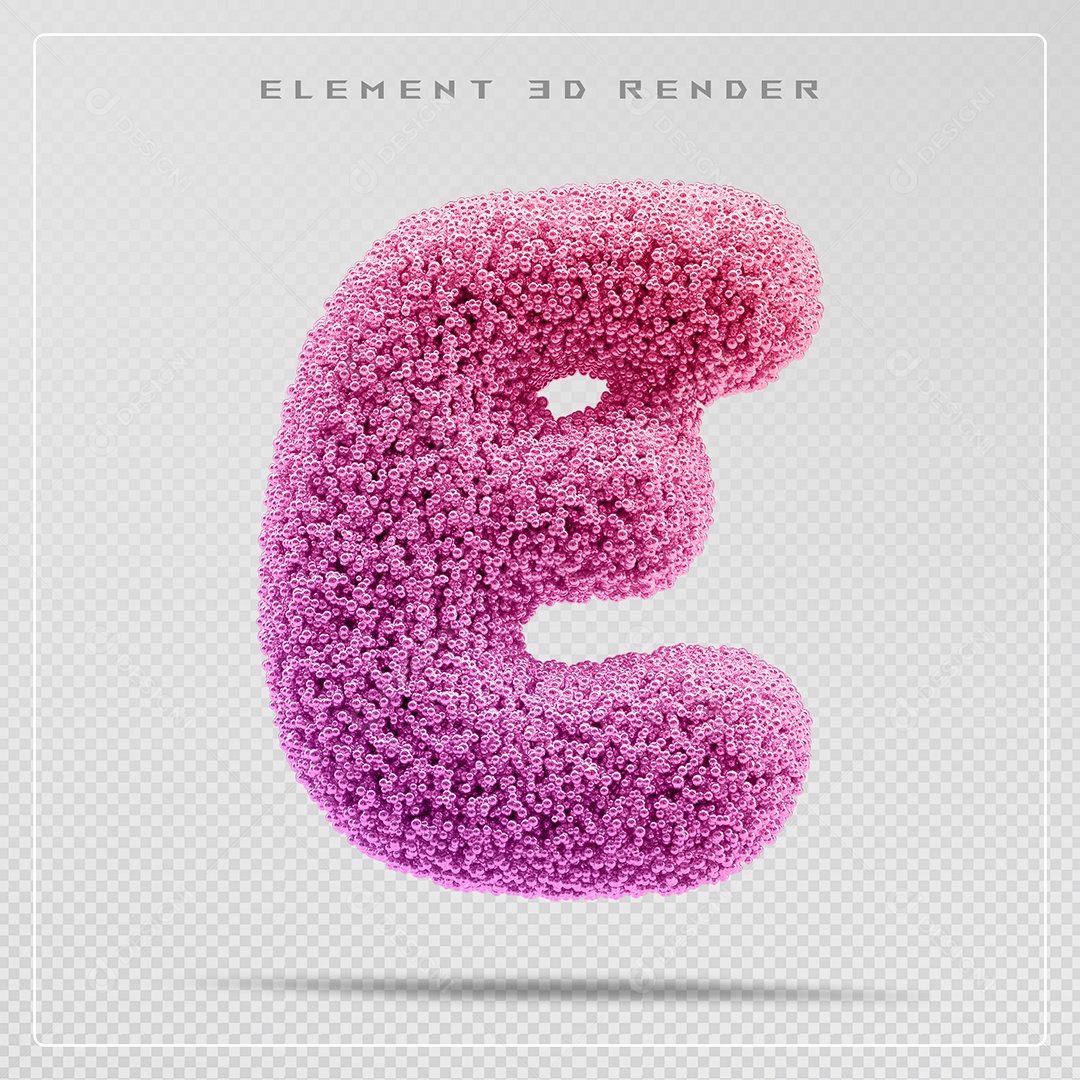 Elemento 3D Letra E Rosa Para Composição PSD