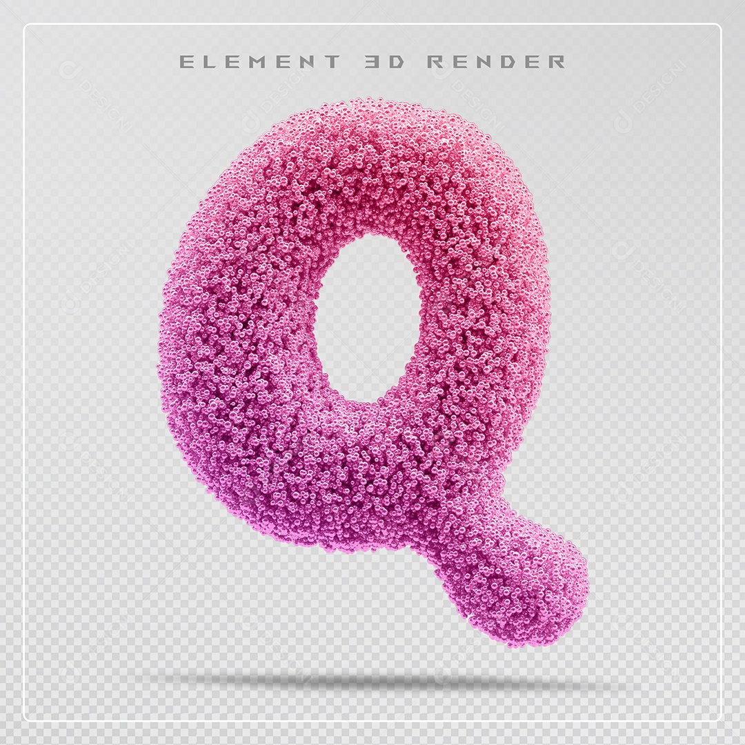 Elemento 3D Letra Q Rosa Para Composição PSD