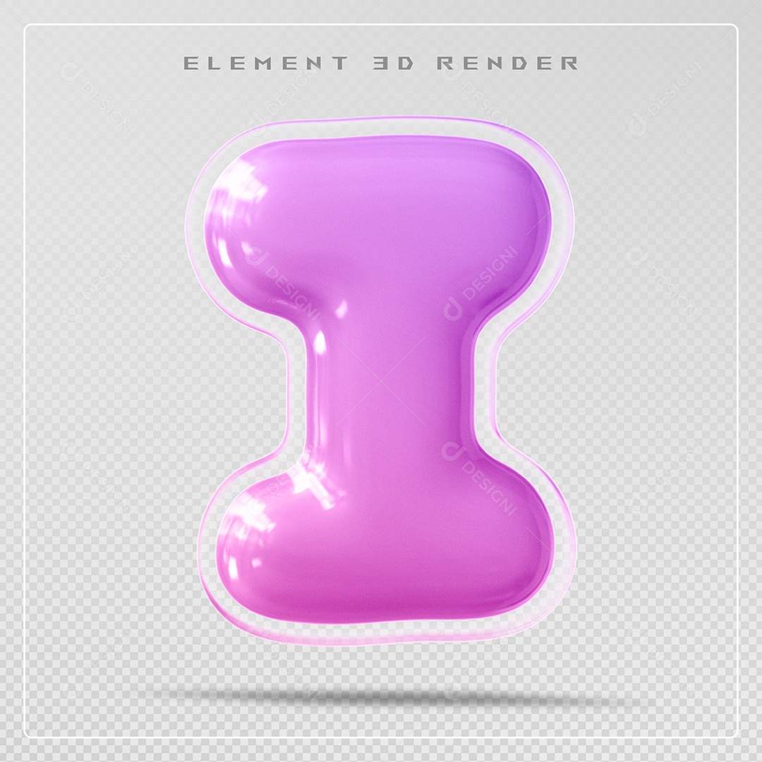 Elemento 3D Letra I Rosa Para Composição PSD