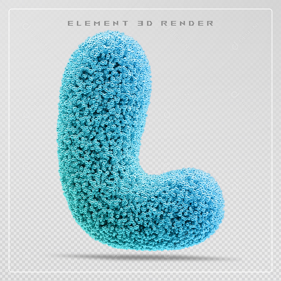 Elemento 3D Letra L Azul Para Composição PSD