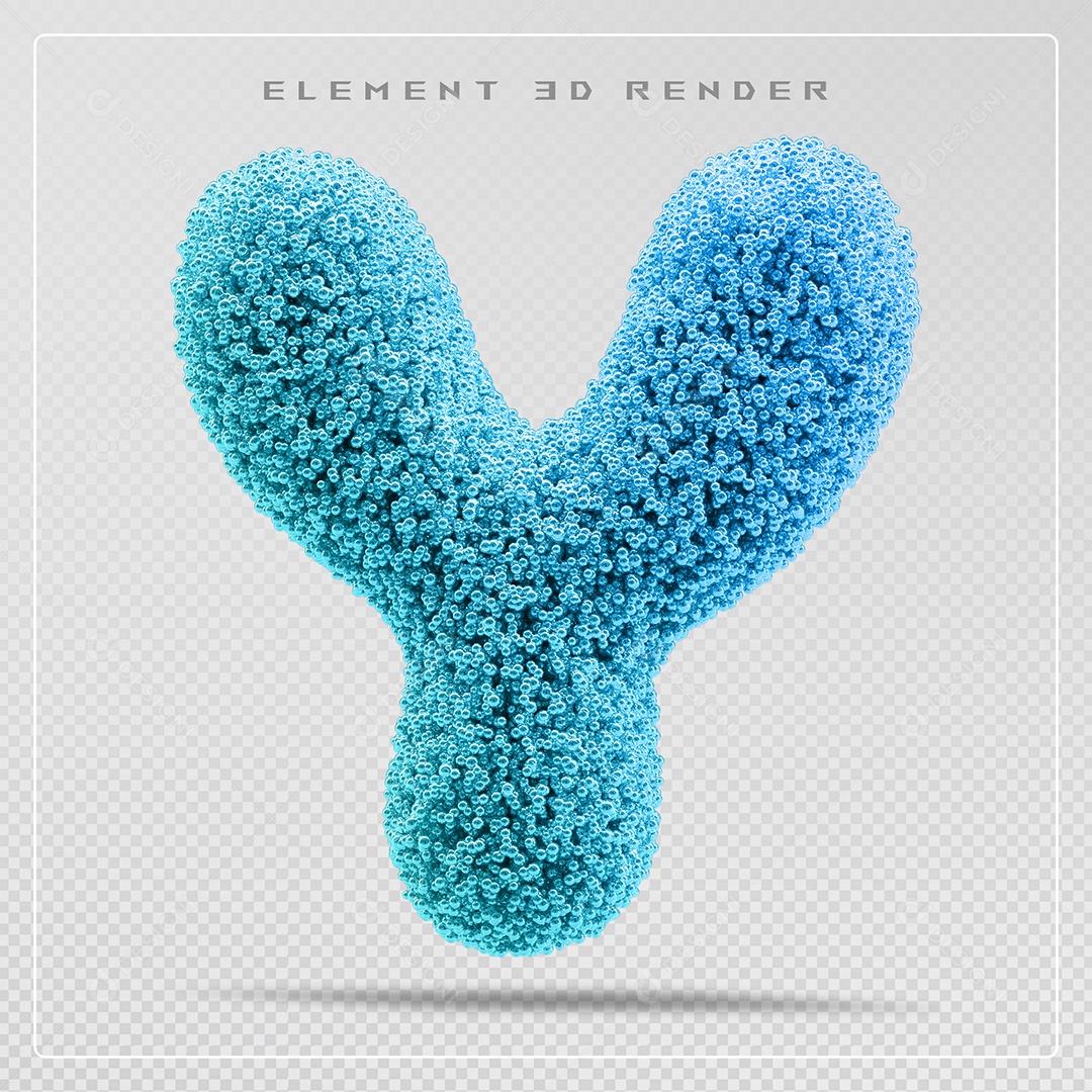 Elemento 3D Letra Y Azul Para Composição PSD
