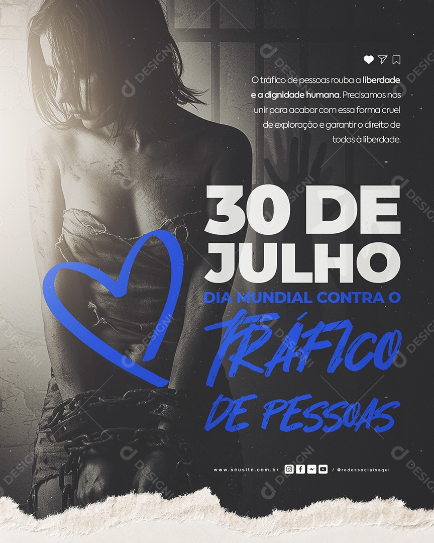 Dia Mundial Contra O Tráfico De Pessoas Social Media Feed PSD Editável
