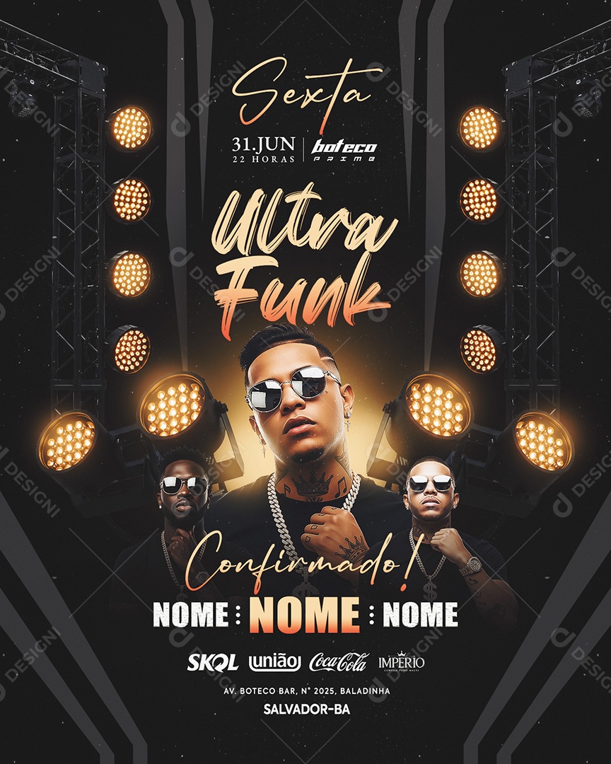 Flyer Ultra Funk Social Media Feed PSD Editável