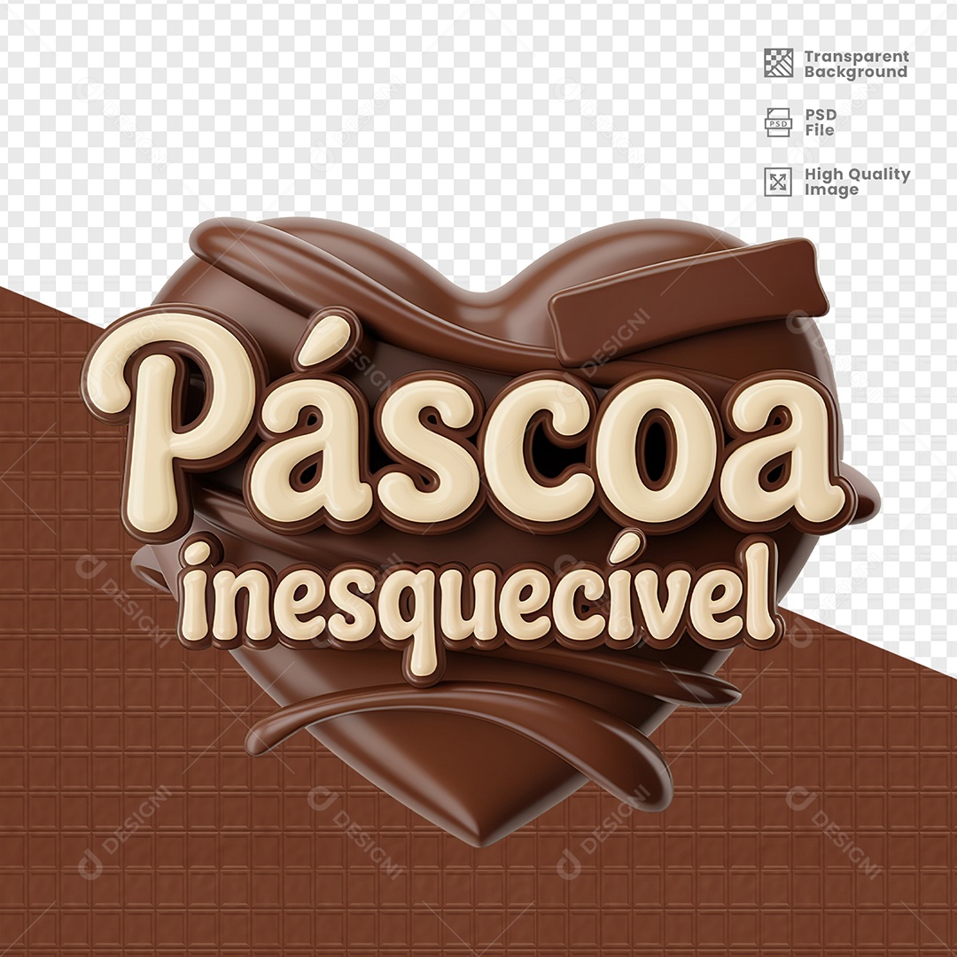 Páscoa Inesquecível Selo 3D para Composição PSD