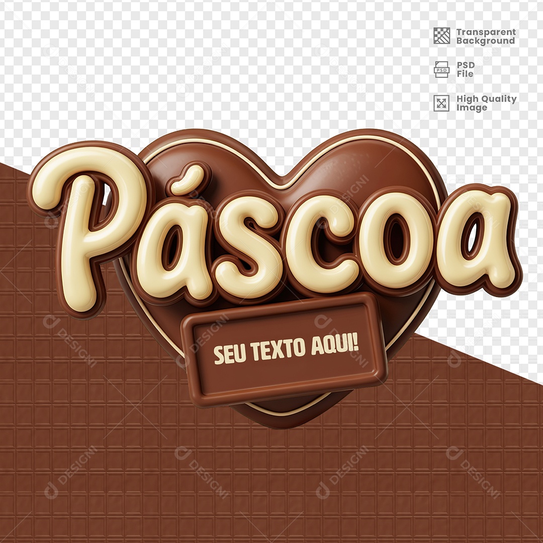 Páscoa Selo 3D para Composição PSD