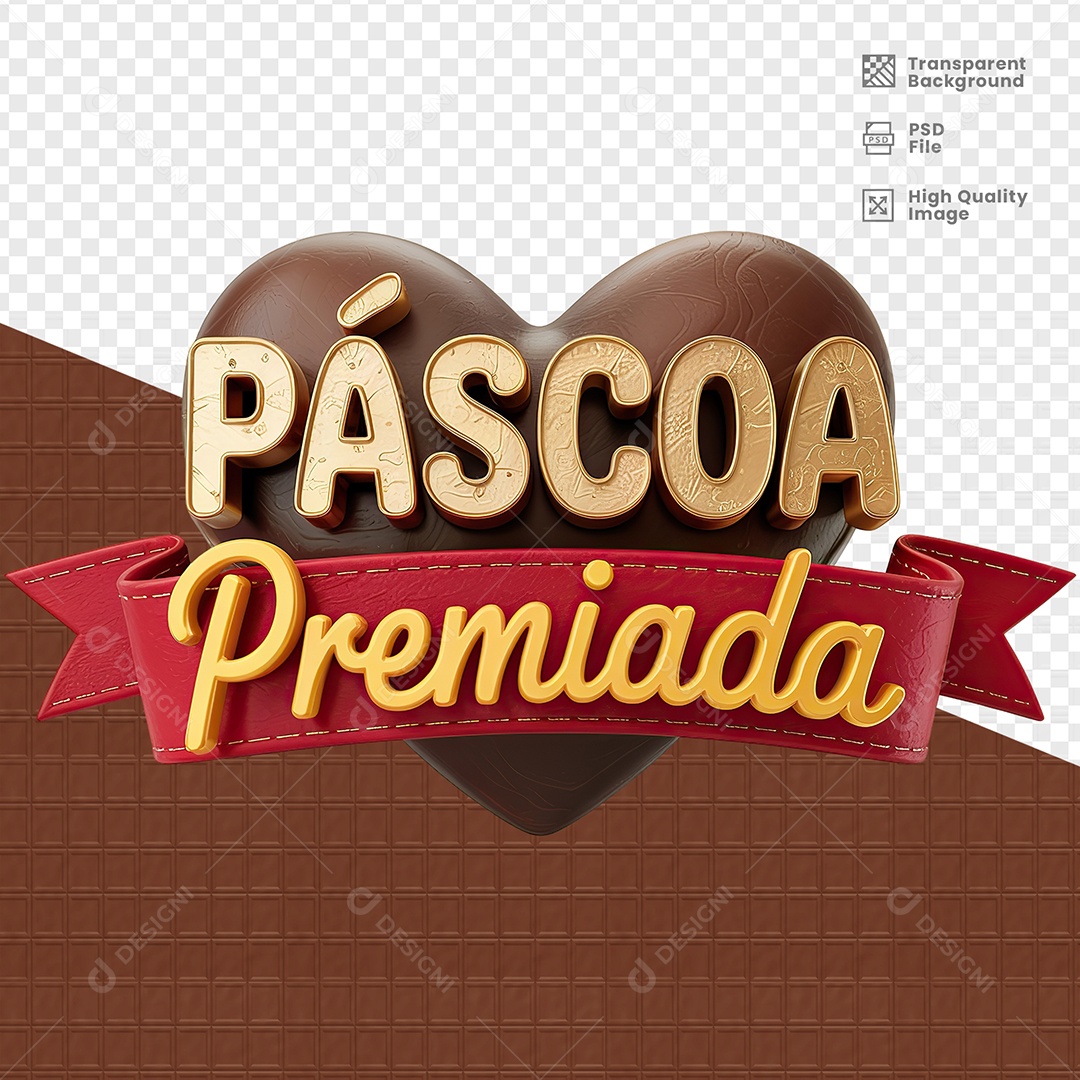 Páscoa Premiada Selo 3D para Composição PSD