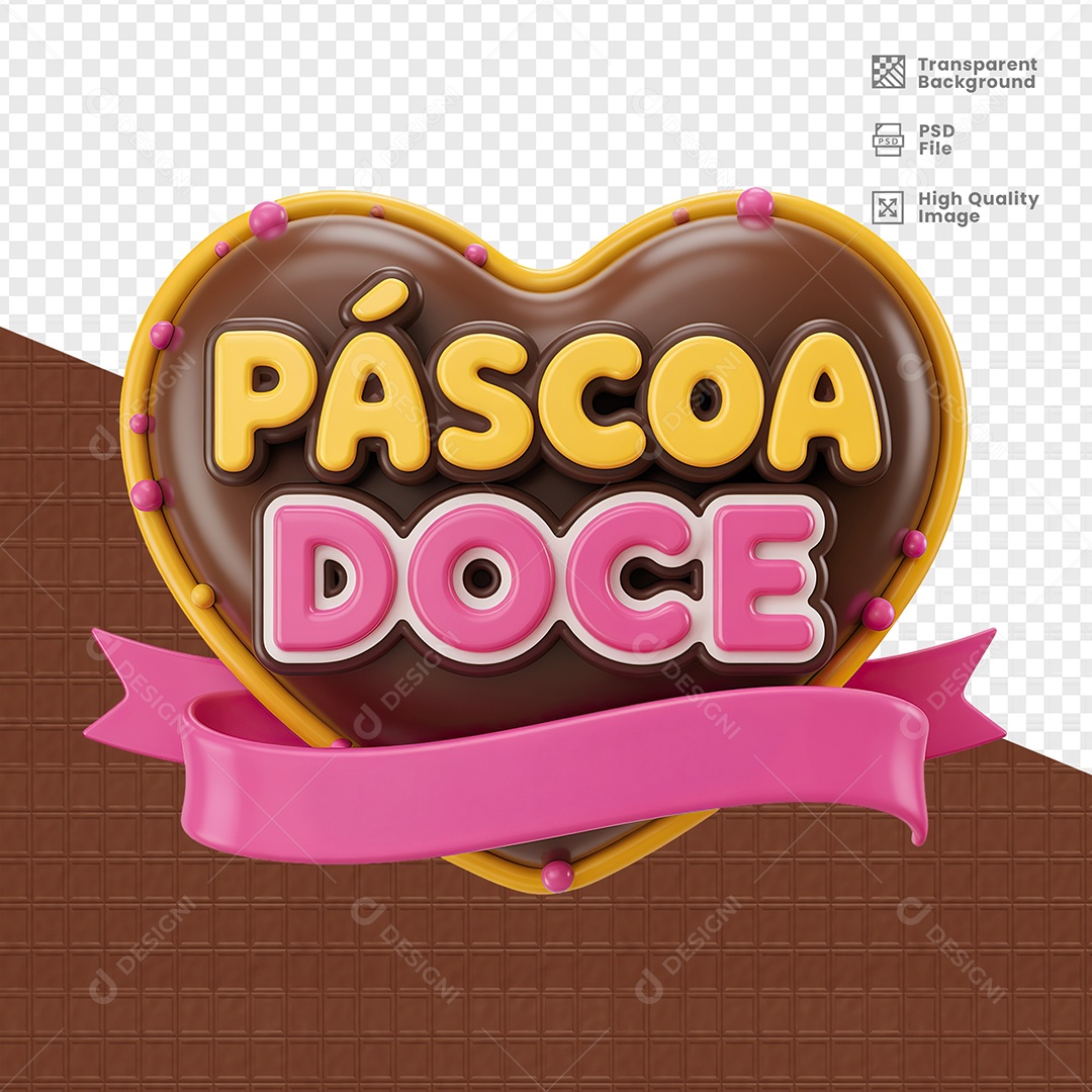 Páscoa Doce Selo 3D para Composição PSD