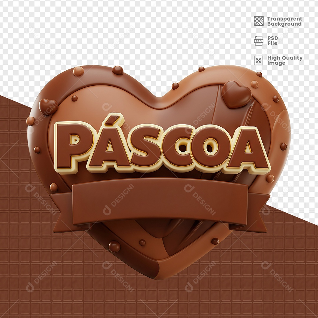 Páscoa Selo 3D para Composição PSD