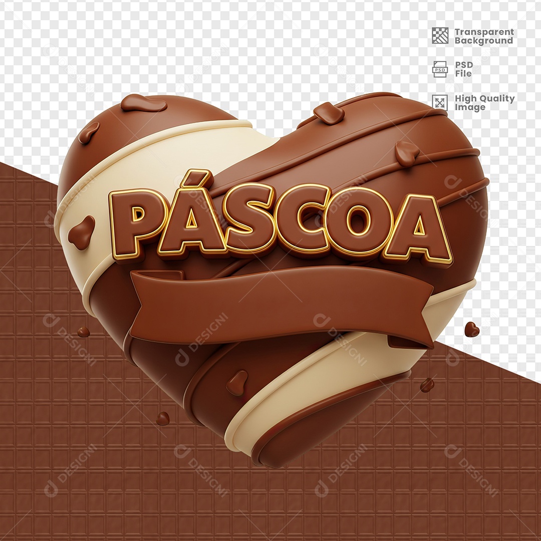 Páscoa Selo 3D para Composição PSD